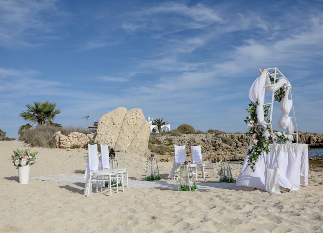 Book your wedding day in Agia Thekla Beach & Rock Venue 